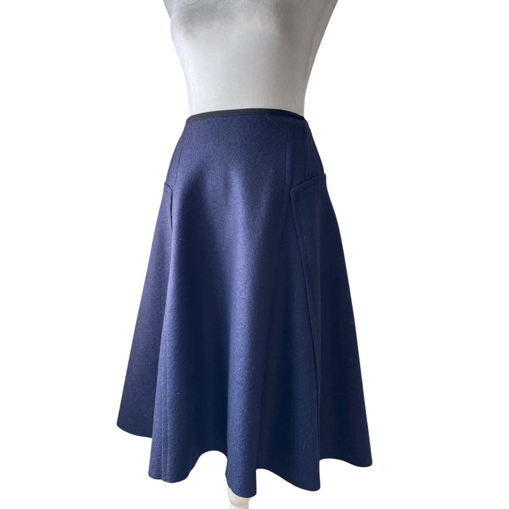 NWT Max & Co. 100% Virgin Wool Navy Blue A-Line Knee Length Skirt